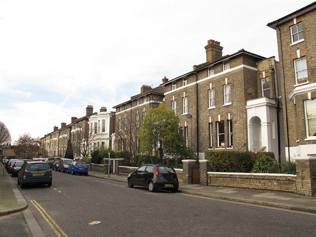 Blackheath Grove. Tall Victorian villas with the front door raised over a lower ground floor.